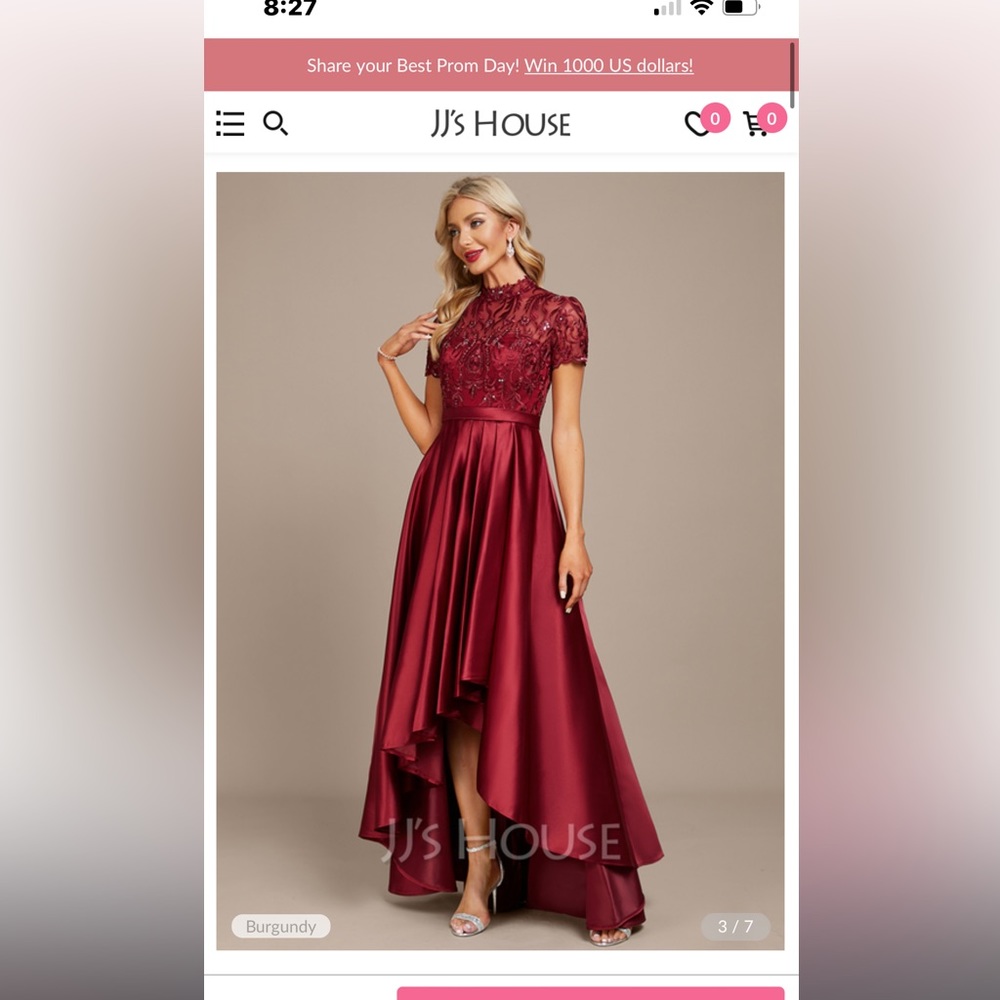 Selling beautiful satin and lace cocktail gown purchased from JJ House